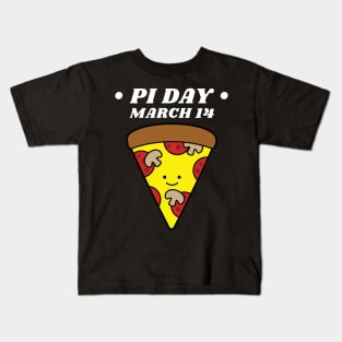 Pi Day March 14 Kawaii Pizza Slice Kids T-Shirt